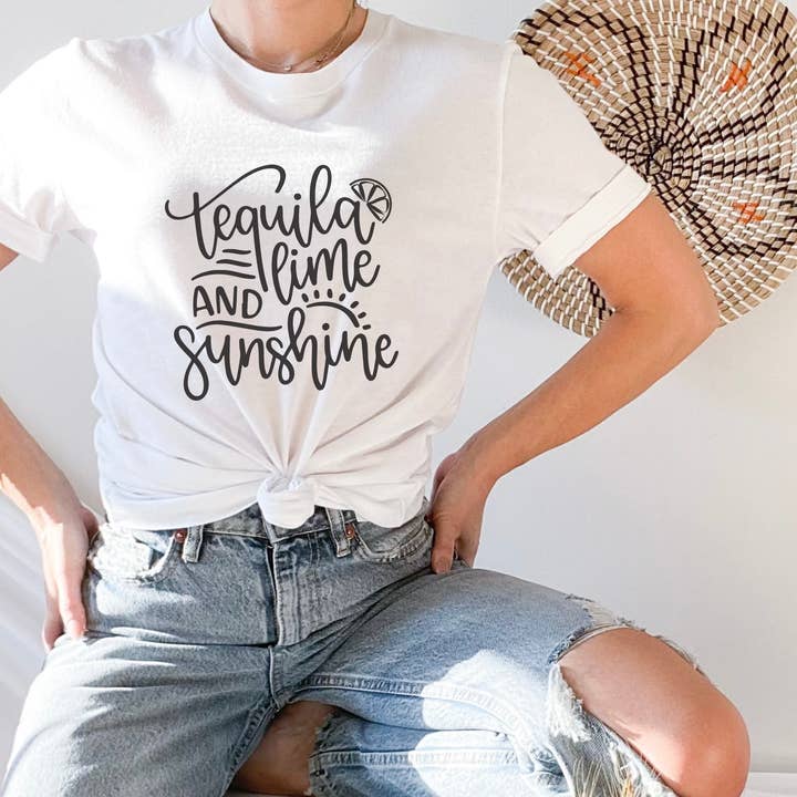 Stiles Tee Co. – Engroshandel Grafisk t-shirt - Dame – Tequila, lime & solskin grafisk T-shirt – sommerstrandtrøje1
