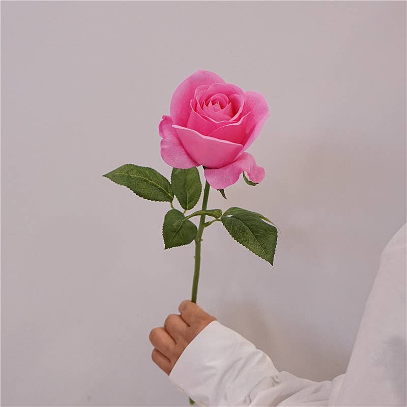 Sweet Home Deco - Vente Fleurs artificielles - Tige de rose épanouie à toucher réaliste de 19'', rose de printemps en ROSE4