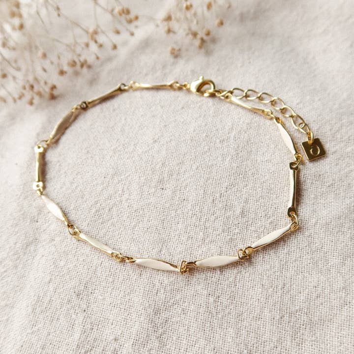 Fußkettchen Summer emaillierte Kette Fußkettchen ecru für den Großhandel von Olivolga Bijoux