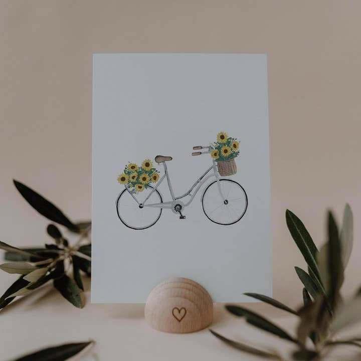 Watercolor Card Flowerbike (PU = 10 pieces) for wholesale by Eulenschnitt
