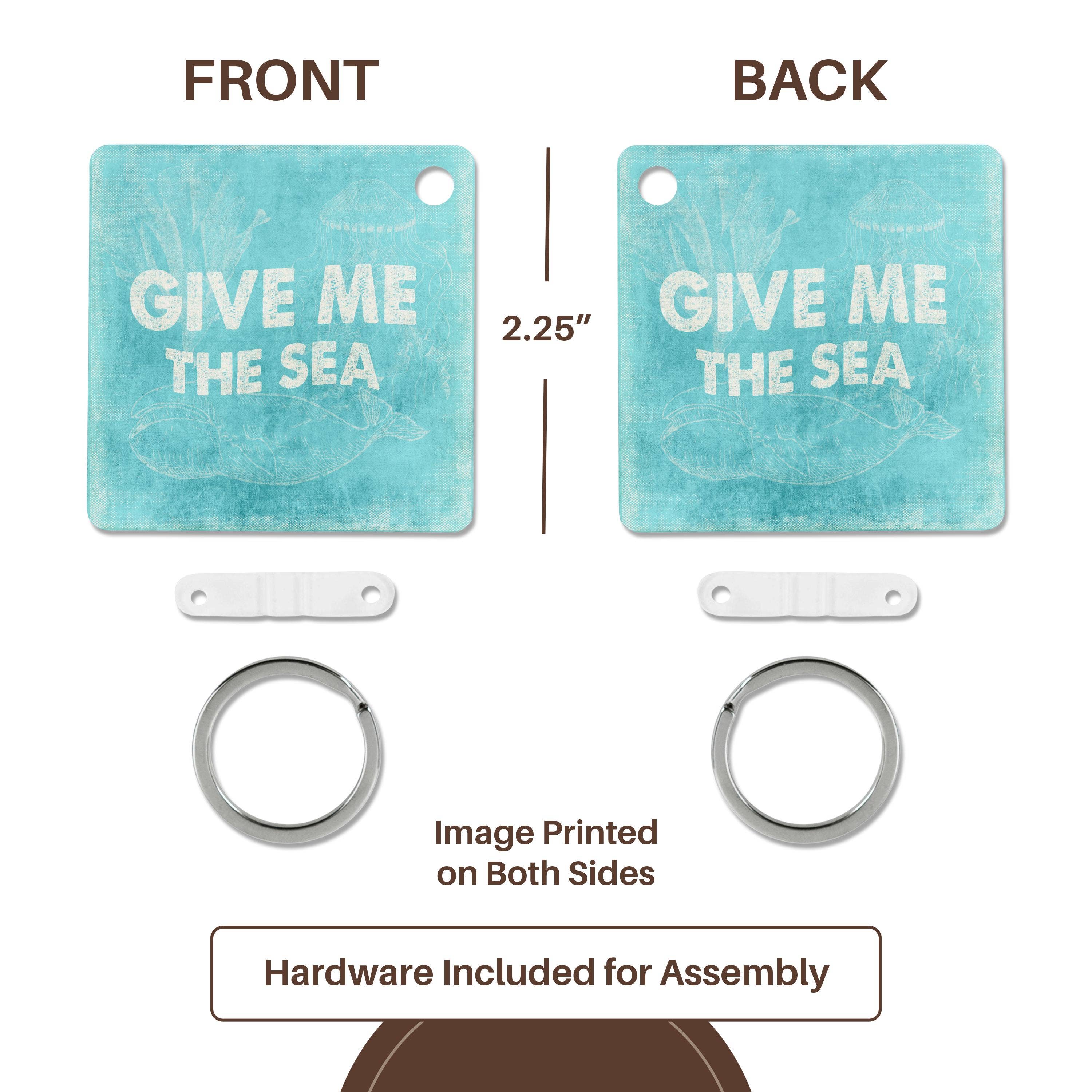 3dRose – Großhandel Schlüsselanhänger – Unisex – 3dRose, Gib mir das Meer - Maritimes Ozeanzitat in Aqua, Schlüsselanhänger4