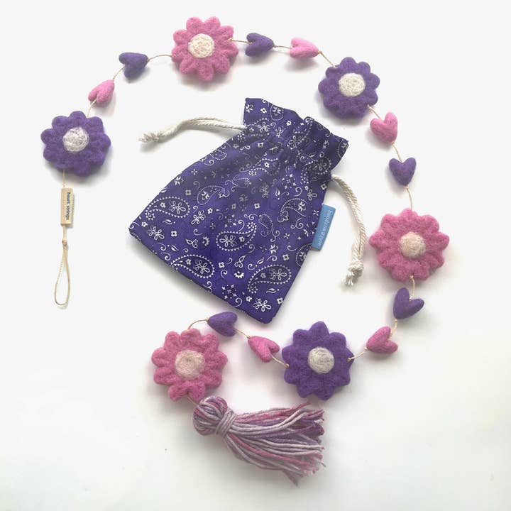 Coração de Margaridas Cor-de-Rosa e Lavanda em Fio por atacado de bandana love