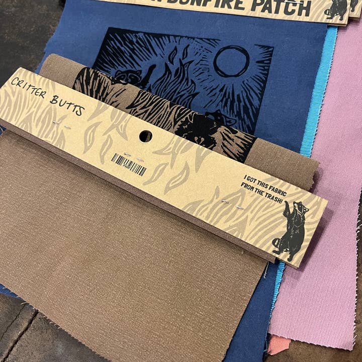 Critter Butts - Wholesale Patch - Raccoon Bonfire Patch - Screen print on thrifted denim2