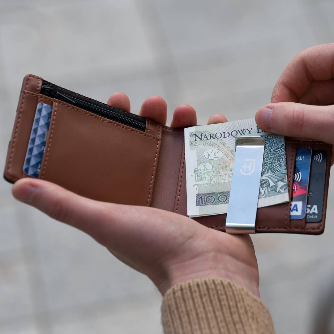 James Hawk - Vente Portefeuille – homme - Portefeuille élégant en cuir mince pour homme avec clip à billets13