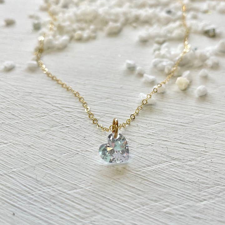 Crystal Heart Pinprick Necklace for wholesale by Isabelle Grace Jewelry