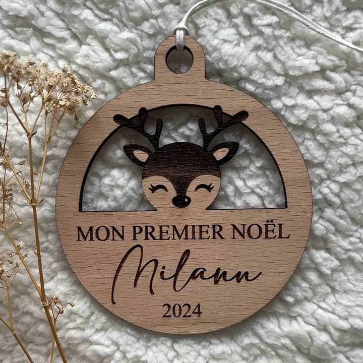 ATELIER MFK - Wholesale Ornament - Personalized Christmas bauble "My First Christmas"0