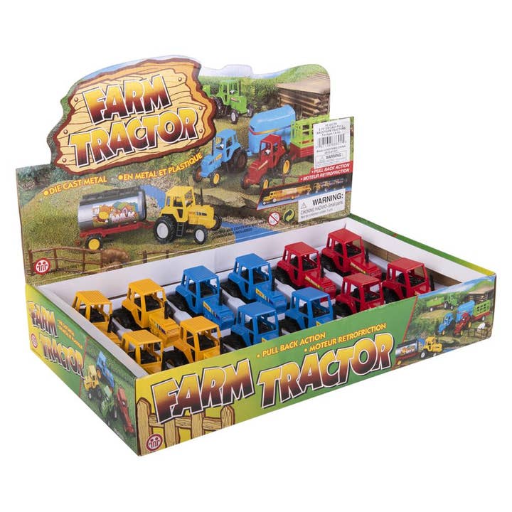 The Toy Network - Wholesale Toy Car/Truck - Kids - 3.75" Diecast Pull Back Farm Tractors3