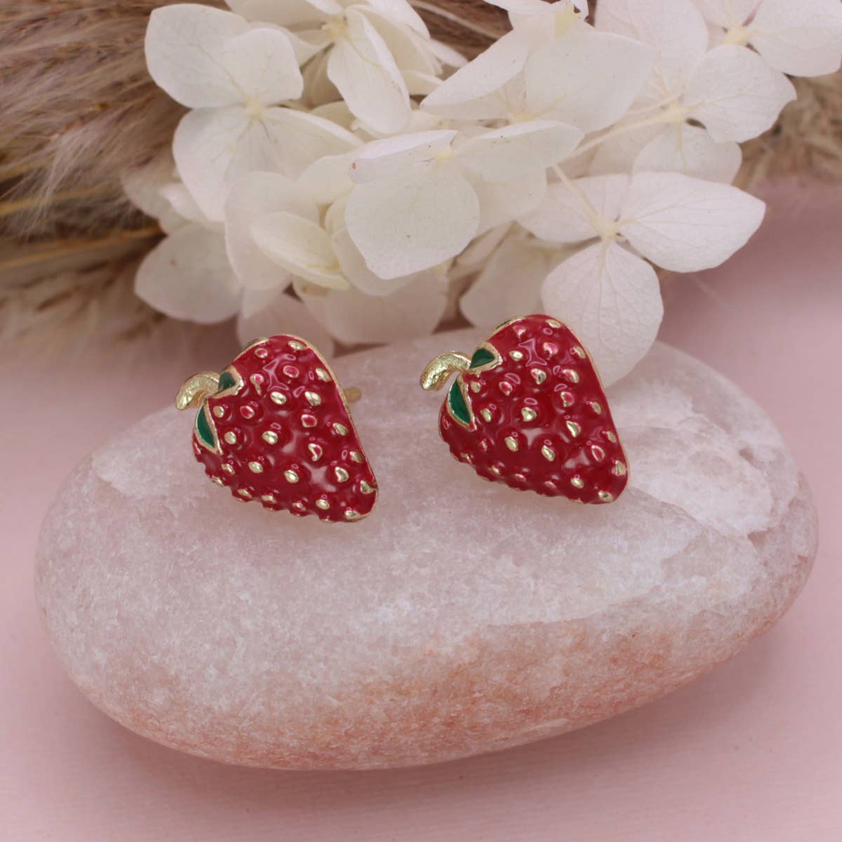 ZAD - Wholesale Stud/Post Earrings - Picked Sweet Gold Red Strawberry Post Earrings3