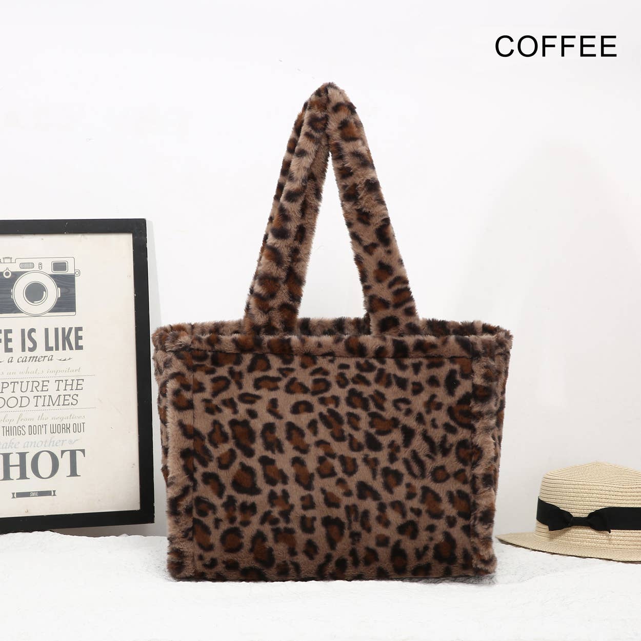 House of Milano - Wholesale Tote Bag - Women's - 25425 Leopard Print Faux Fur Tote Bag0