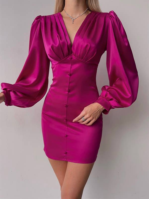 Minivestido Natalie con mangas abullonadas para venta al por mayor de Kands London