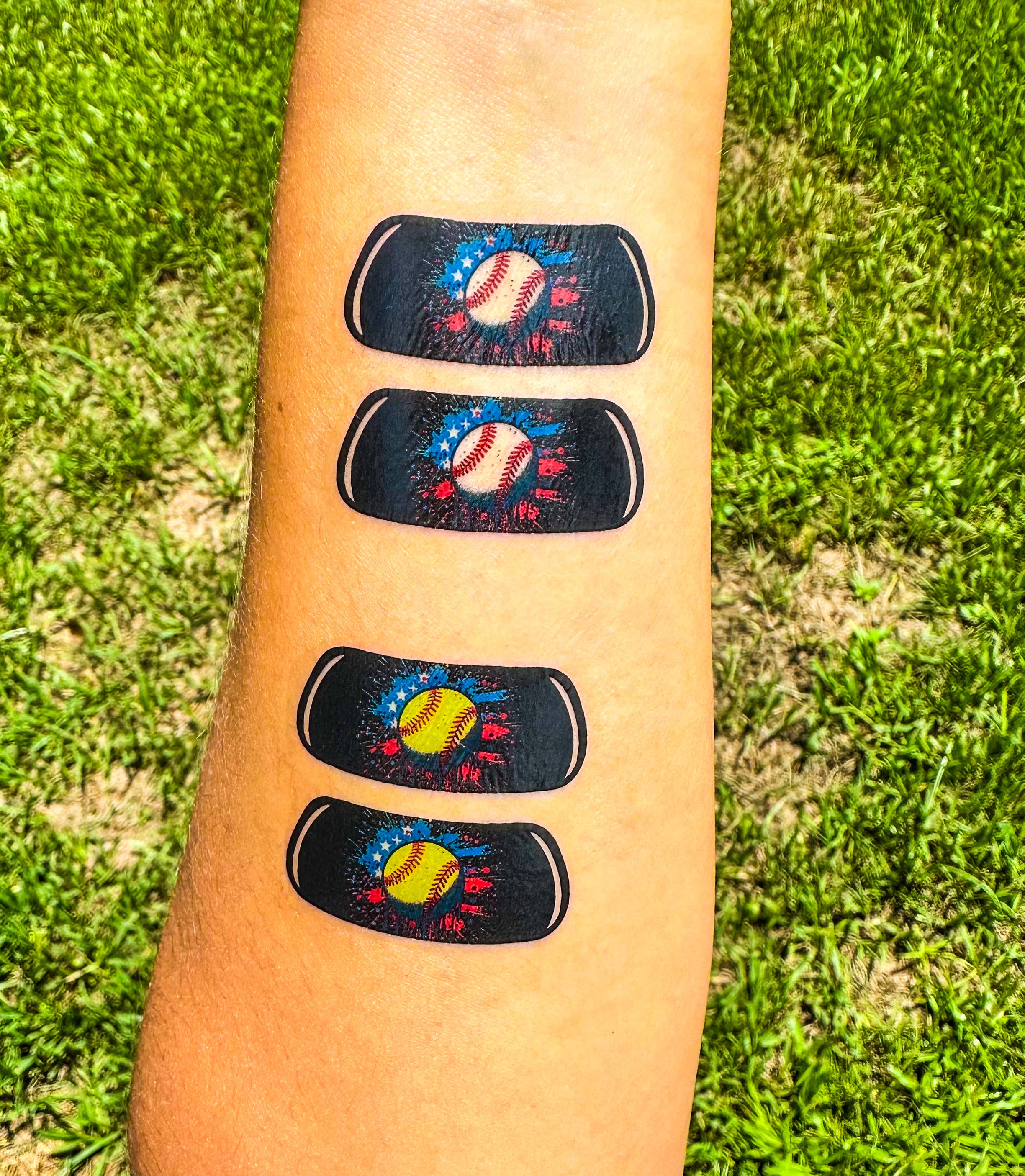 Itty Bits Designs - Wholesale Temporary Tattoo - 4th of July Softball Eye Black Temporary Tattoos1