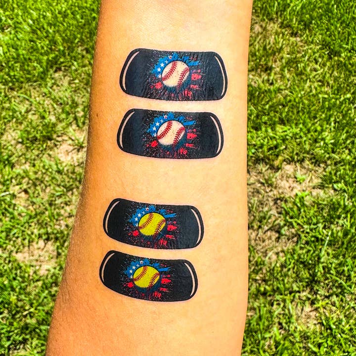 Itty Bits Designs - Wholesale Temporary Tattoo - 4th of July Softball Eye Black Temporary Tattoos1