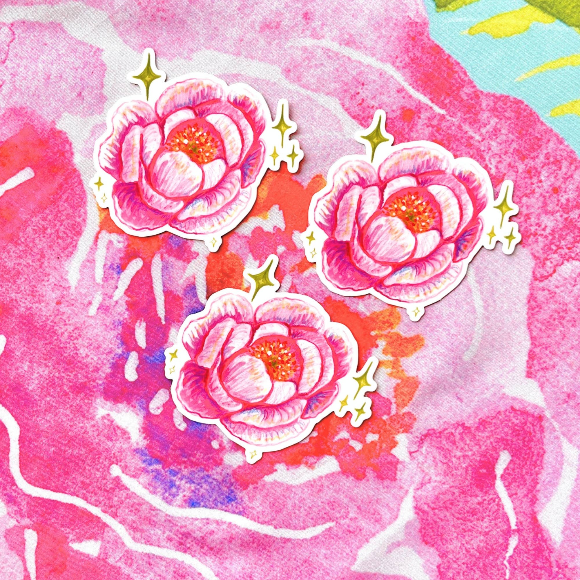 The Swimming Owl - Wholesale Sticker - Pink Peony Sticker | Weatherproof Matte Vinyl3