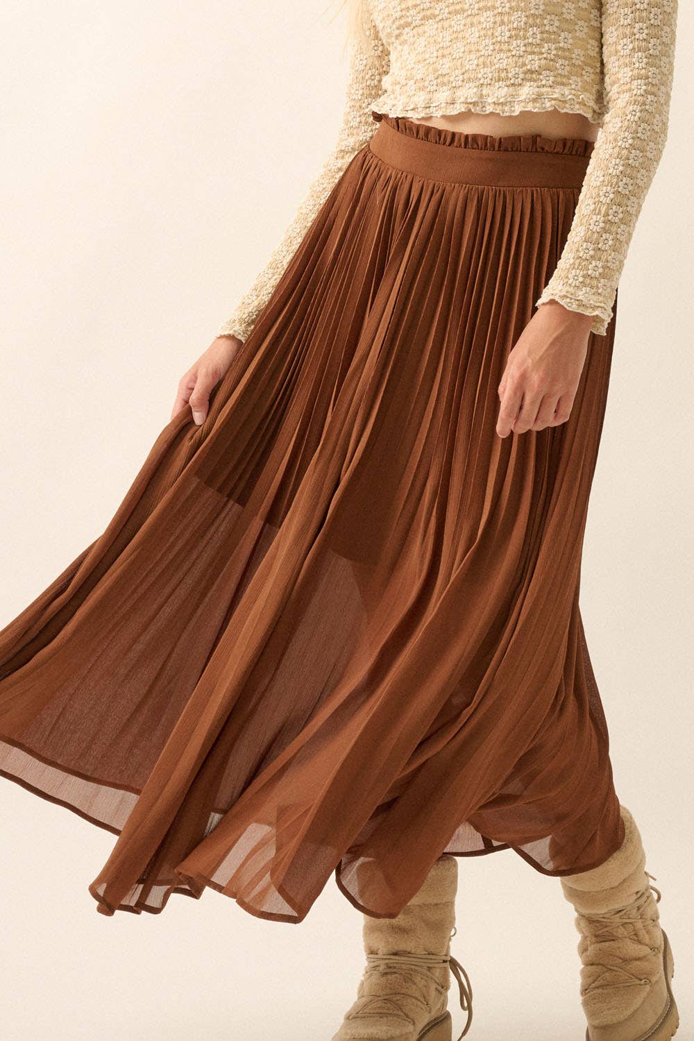 Promesa USA – wholesale Skirt – Women’s – Solid Pleated Chiffon Maxi Skirt3