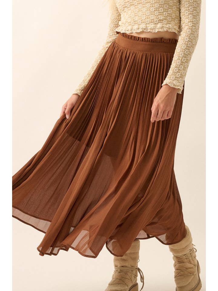 Promesa USA – wholesale Skirt – Women’s – Solid Pleated Chiffon Maxi Skirt3