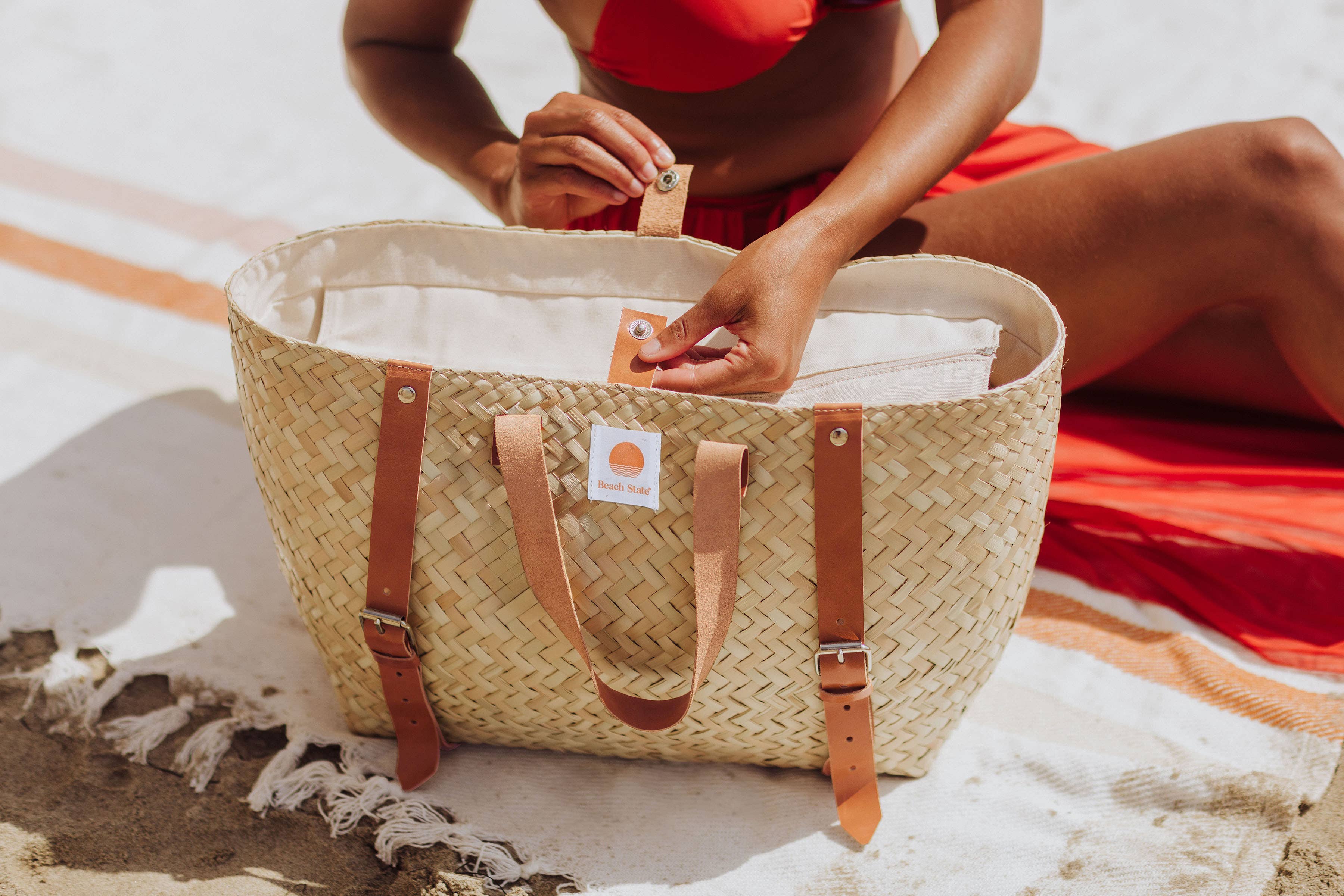 Picnic Time Family of Brands - Wholesale Cooler/Cooler Bag - Hermosa Insulated Woven Seagrass Beach Cooler Bag15