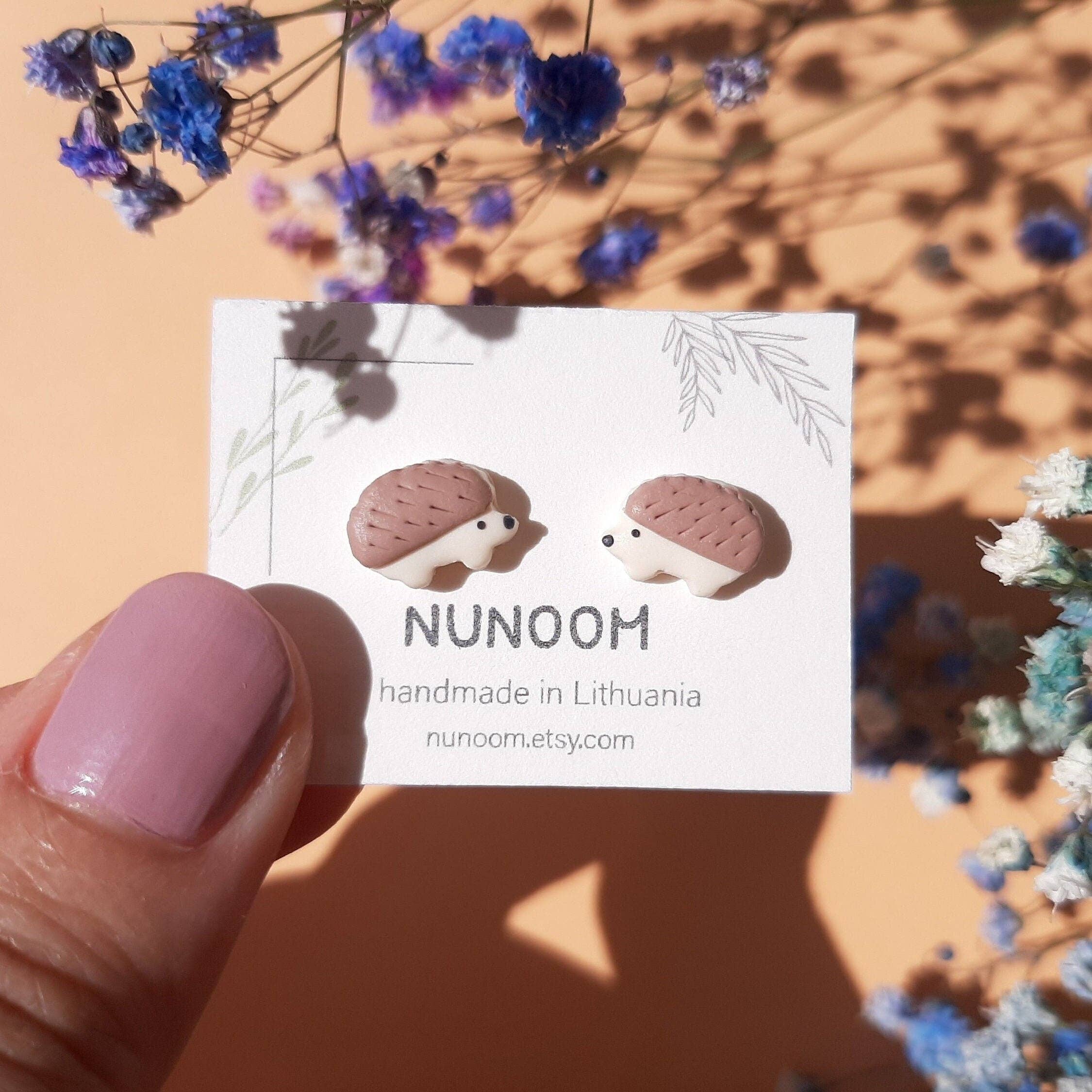 NoomCottageClay - Wholesale Stud/Post Earrings - Hedgehog Stud Earrings • Woodland Animal Jewelry