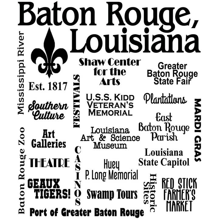 Baton Rouge, LA, Souvenir Kitchen Tea Towel for wholesale by Distinctive Design Wholesale