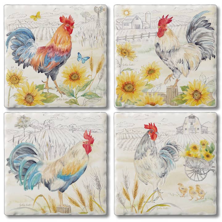 "Good Morning Sunshine" 4 Pack Assorted Image Coaster Set for wholesale by CounterArt/Highland Home/Thirstystone/CoasterStone