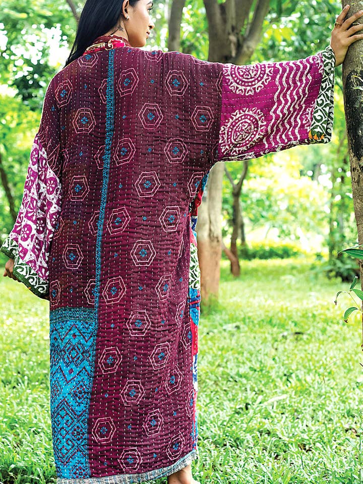 Sevya Handmade - Wholesale Robe - Women's - Kantha Kimono Robe2