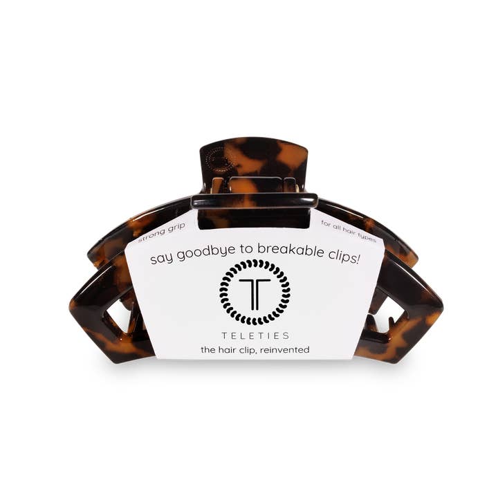 TELETIES - Wholesale Hair Clip - Women's - Open Hair Clip | Medium | Tortoise 1