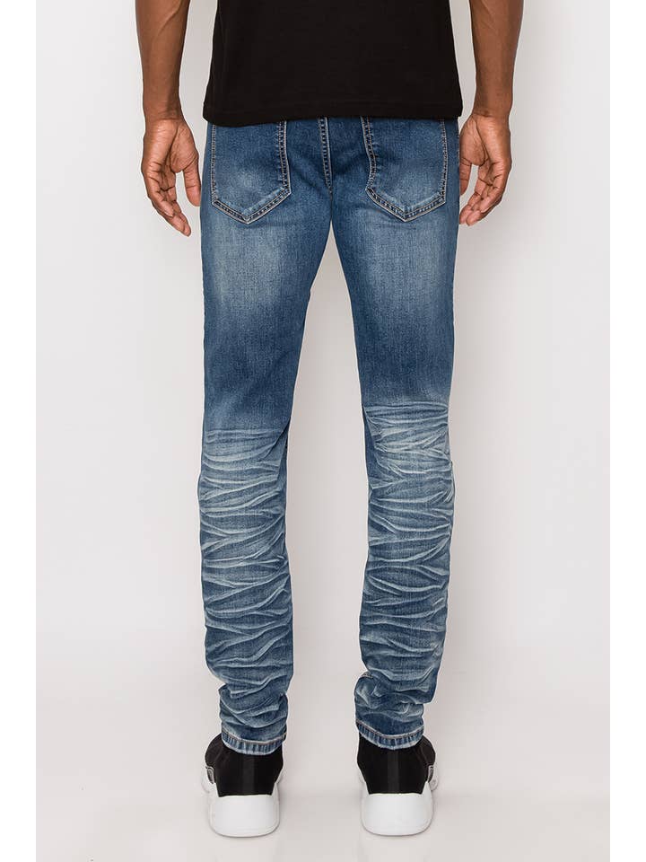 Victorious - Wholesale Jeans - Men's - DL1083 Creased Biker Denim Jeans Pre-Pack