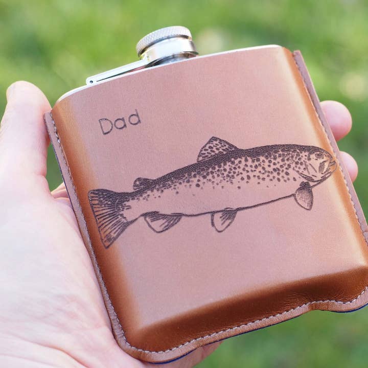 Stabo – Engroshandel Lommelærke – Fiskeri Personlig Læder Hip Flask i en gaveæske2