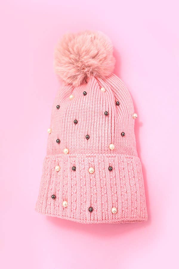 JOSSLYN by wall to wall - Wholesale Beanie - Women's - SEQUIN FAUX FUR POM POM BEANIE HAT | 40BN9105