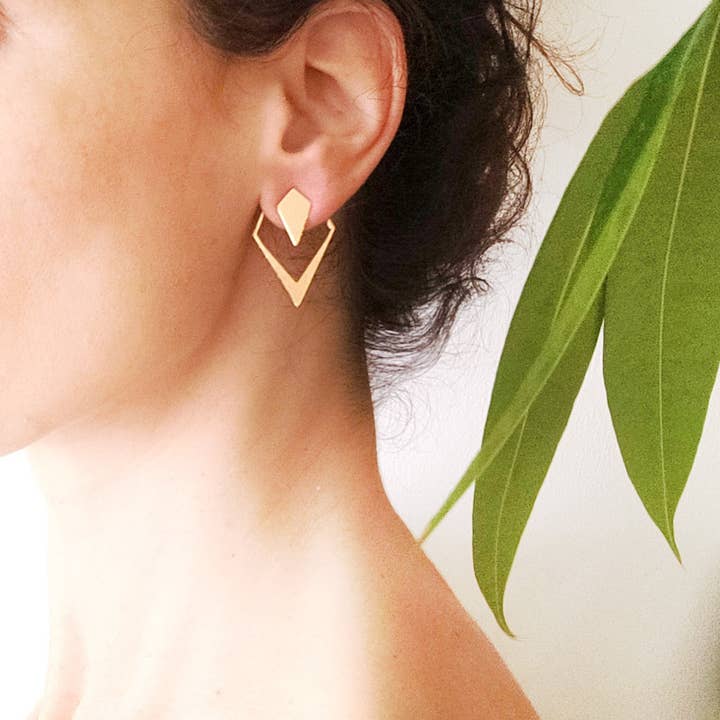 Rhombus Ear Jacket Oro/Plata para venta al por mayor de Shany Design Studio