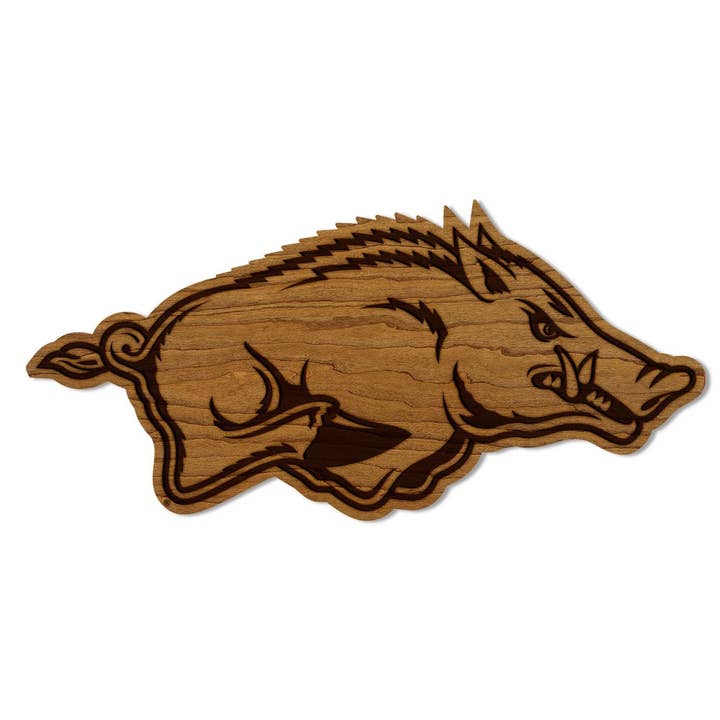 Décoration murale découpée de l'Université de l'Arkansas Razorback – Fabriquée en bois de cerisier et d'érable - Arkansas Razorbacks pour la vente par LazerEdge