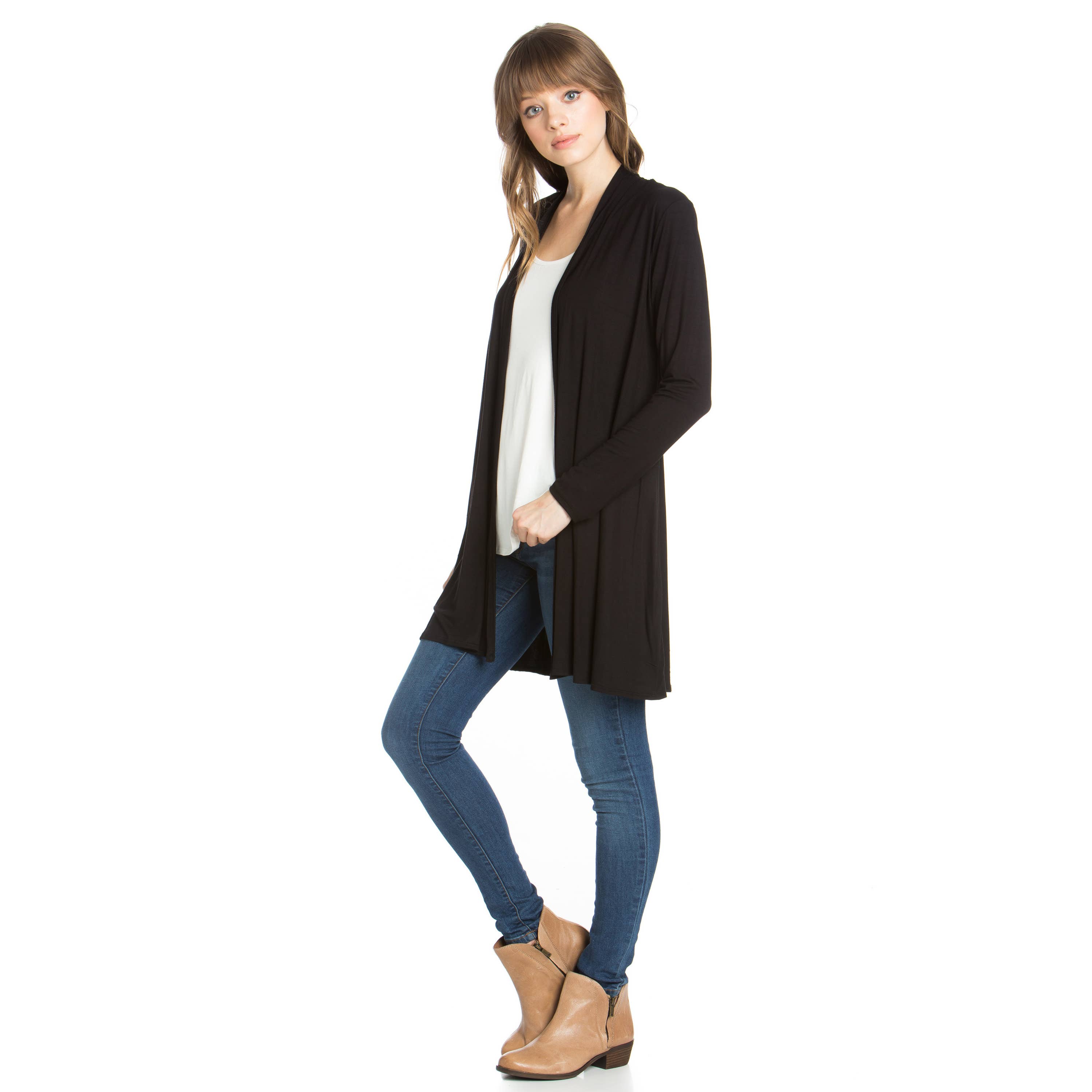 Azules Clothing - Venta al por mayor Cárdigan - Mujer - Cárdigan drapeado de manga larga con parte delantera abierta75