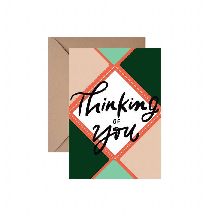 Thinking of You - CARTE DE VŒUX avec ENVELOPPE pour la vente par Lantern Calligraphy