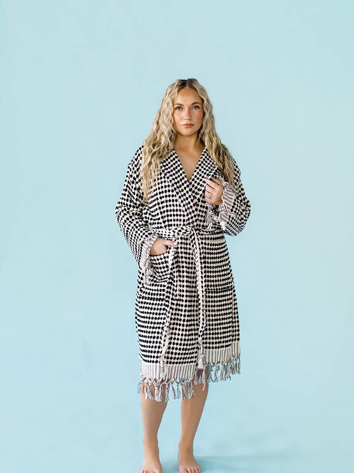 Svart & Vit Pom Pom Morgonrock för wholesale av KISA