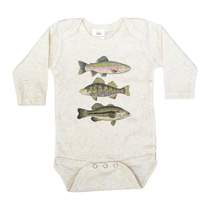 Barefoot Baby – wholesale Bodysuit (non-footed) – Baby – Three Fish Summer Baby Bodysuit Outdoor Clothes Fishing kid1