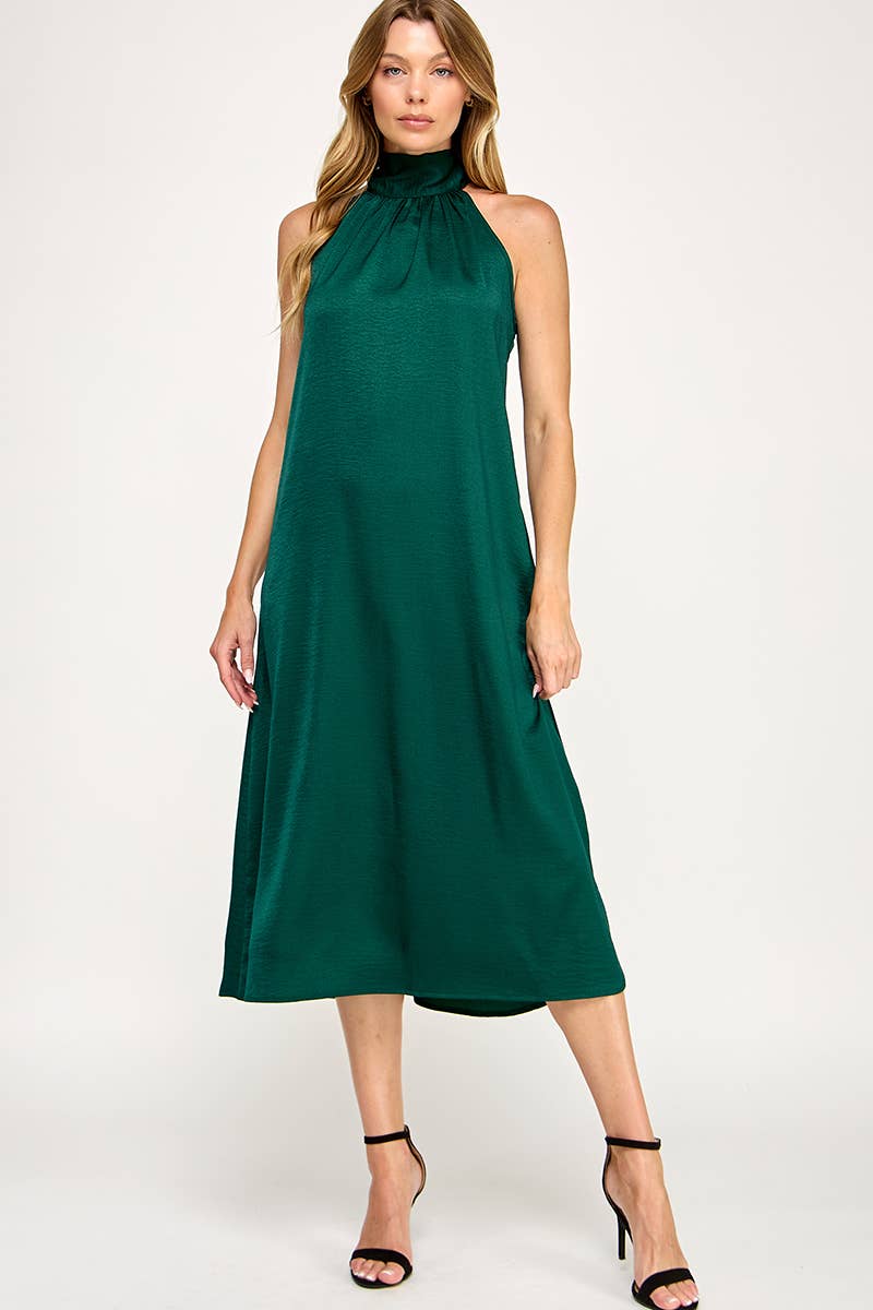 Peace Love Line - Vendita all'ingrosso Vestito - Donna - PL9156 - ABITO MIDI HALTER IN TESSUTO SOLIDO18