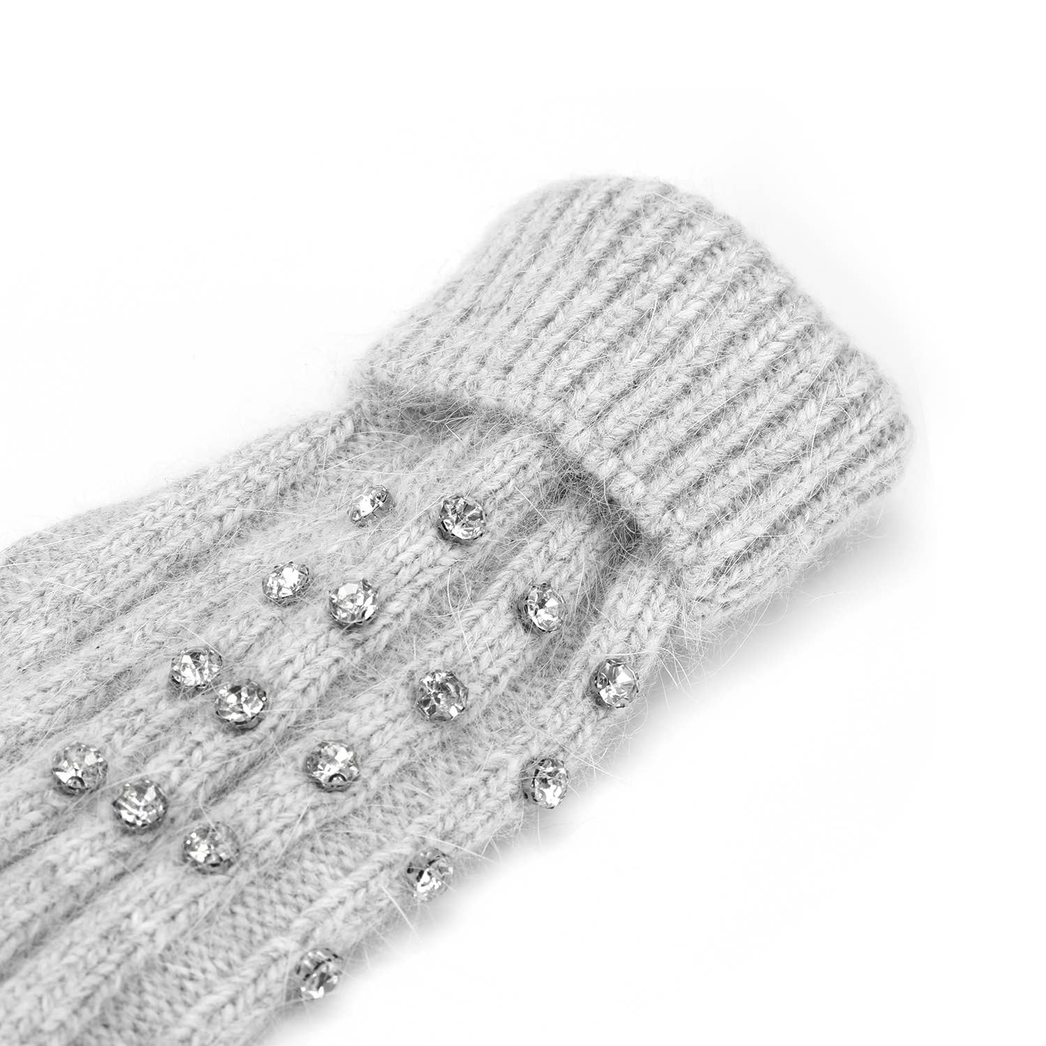 PEACH ACCESSORIES - Wholesale Gloves - Women's - Elegant Knitted Gloves with Rhinestone in Silver SD004-2 9