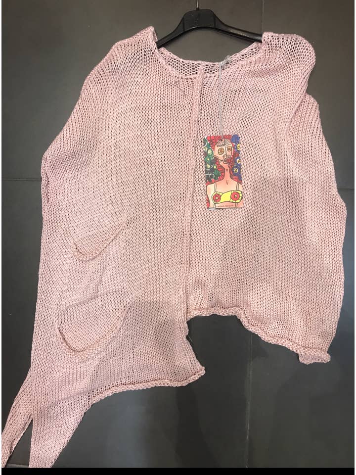 la maison des fibres naturelles – wholesale Tunikatröja - Dam – Asymmetrisk bomullströja med dekorativ knut 1516, 100 % bomull8