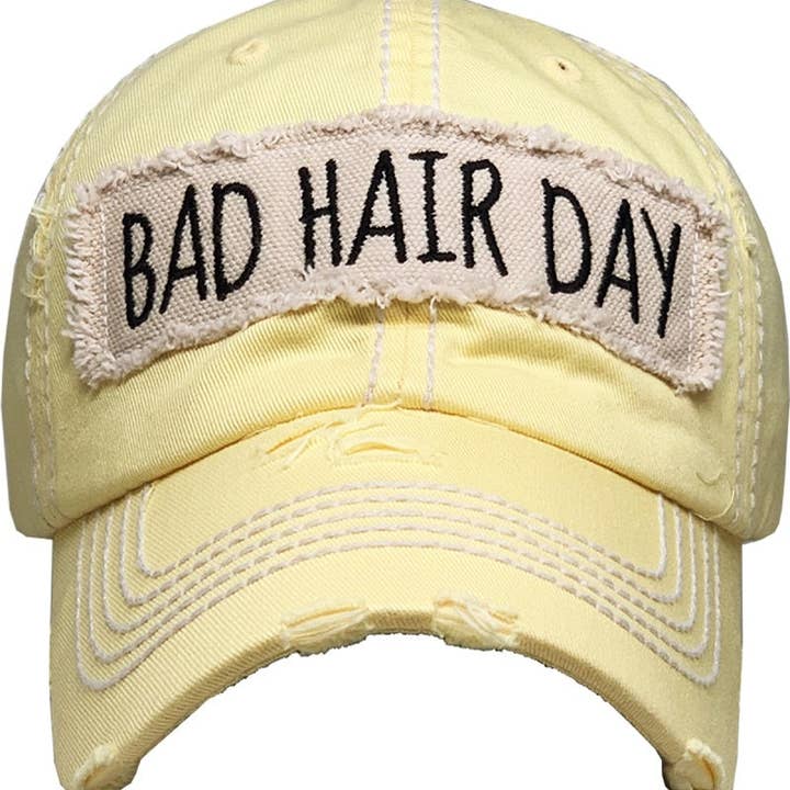 MiMi Wholesale - Wholesale Baseball Cap - Women's - KBV1073 'BAD HAIR DAY' Distressed Cotton Cap6