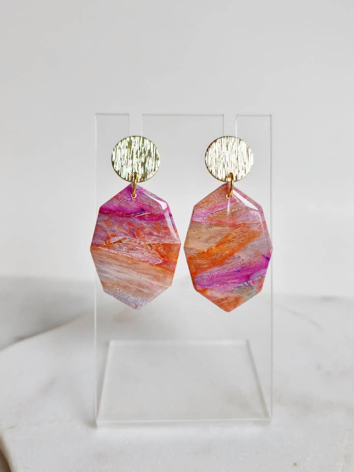 Rødmende efterårssten ottekantede dingler for engroshandel hos Marbled Maven