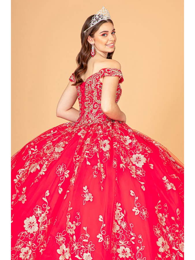 Tux-USA® - Vendita all'ingrosso Abito da sera - Donna - Abito Quinceanera in rete con spalle scoperte ricamato con maniche lunghe separate2