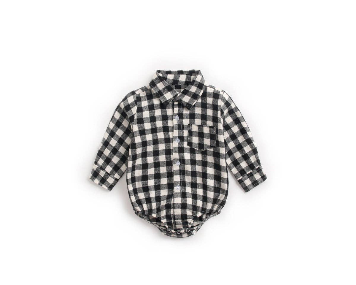 MyKids-USA® - Wholesale Button Down Shirt - Kids - Baby Boy Plaid Pattern Buttoned Shirt With Pockets Long Sleeve bodysuit In Autumn0