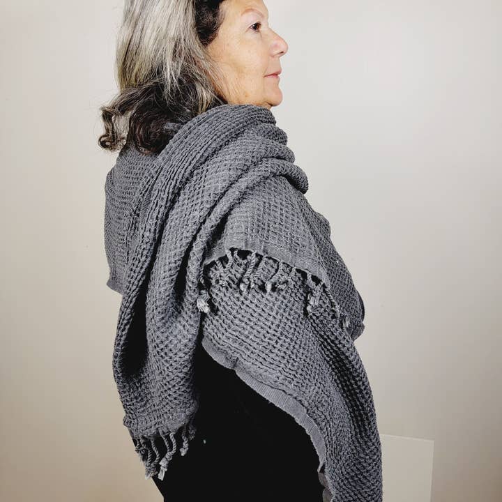 Scarf, Shawl, Head Cover - Soft unisex Honeycomb black wave for wholesale by EBRU Home