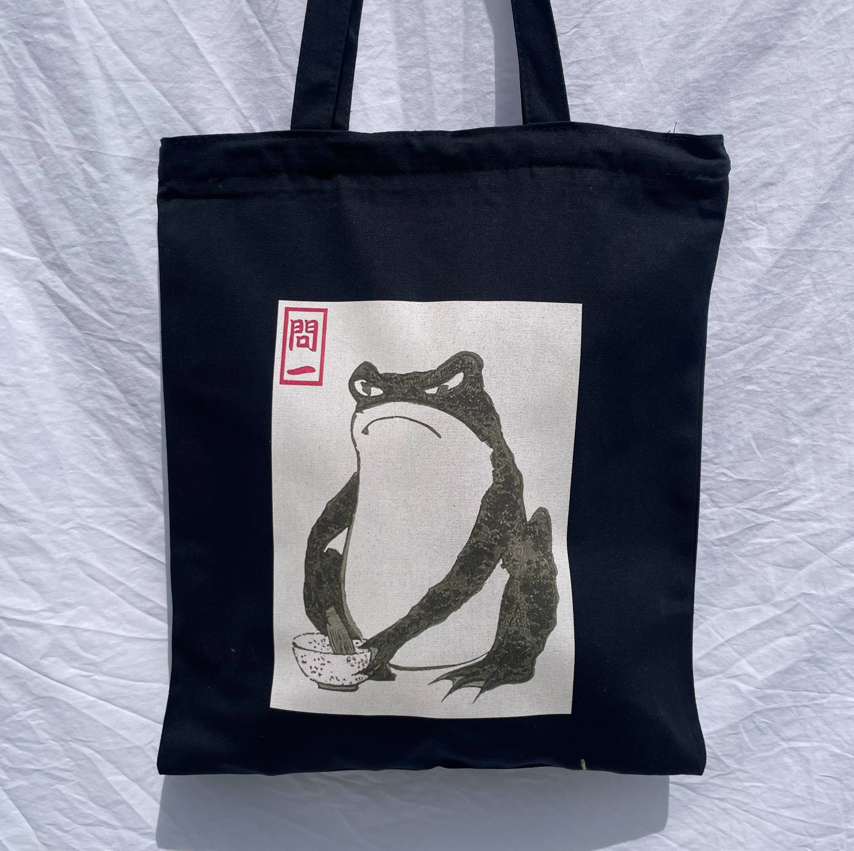 ZZZEBRAAA LIMITED – wholesale Tote bag – Unisex – Matsumoto Hoji Grumpy Frog Tote Bag Vintage Japanese2