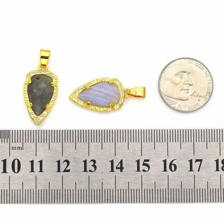 Gold Colorful Teardrop Gemstone Charm, Sku#LY08 for wholesale by BestBeads&Beyond