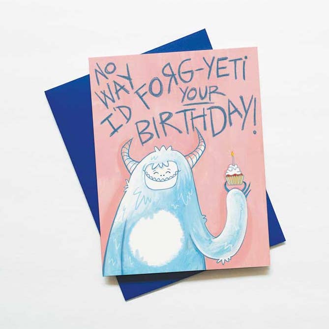 Yeti Birthday Card for wholesale by Green Bean Studio
