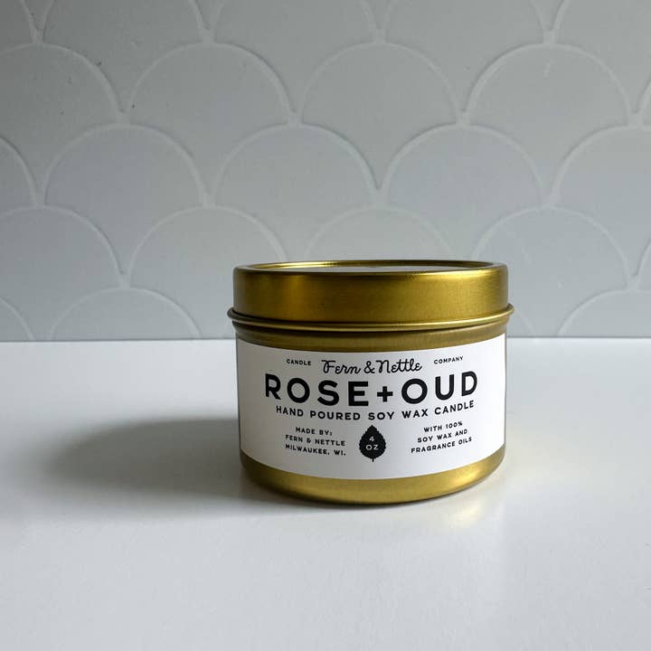 Fern and Nettle - Wholesale Jar/Filled Candle - Rose+Oud Soy Wax Candle