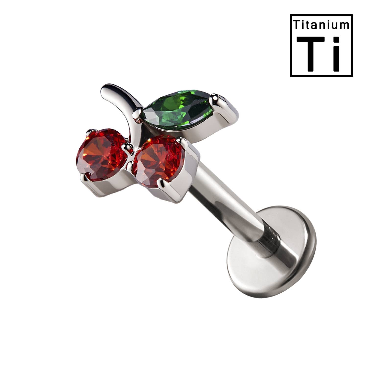 Awaken - Vente Boucles d'oreille uniques - Piercing labret cerise en titane avec cristaux PWC-2490
