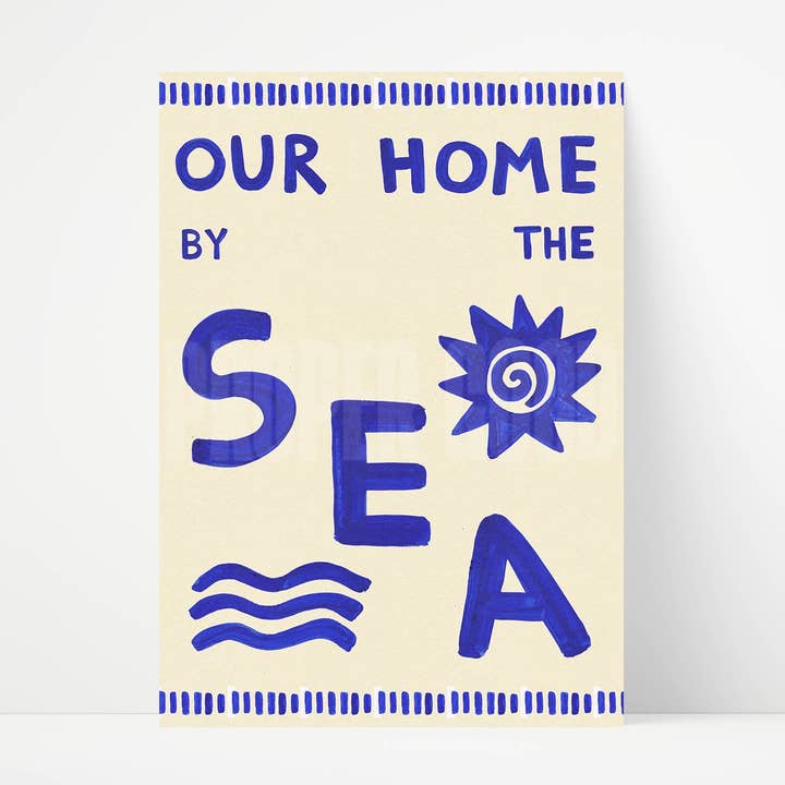 Notre maison au bord de la mer Impression peinte à la main pour la vente par Proper Good