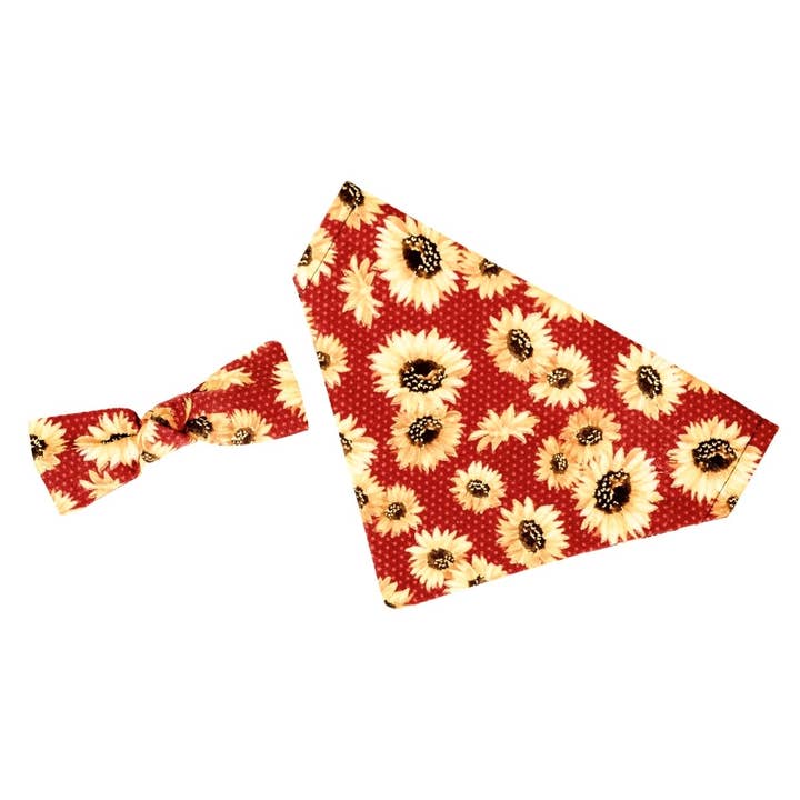 Bandana e fiocco rosso girasole per la vendita all'ingrosso da parte di Pawsta N Furballs