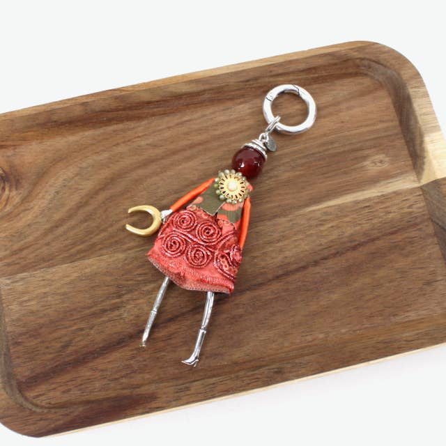 Pretty Persuasions - Wholesale Keychain - Women's - B24127 Stone Adorned French Doll Stainless Steel Keychain